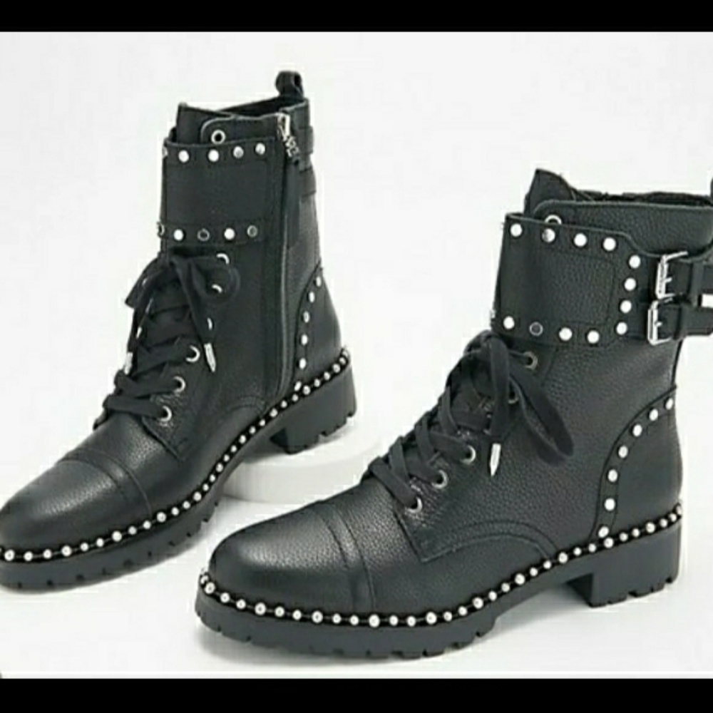 Sam Edelman Leather Studded Ankle Boots